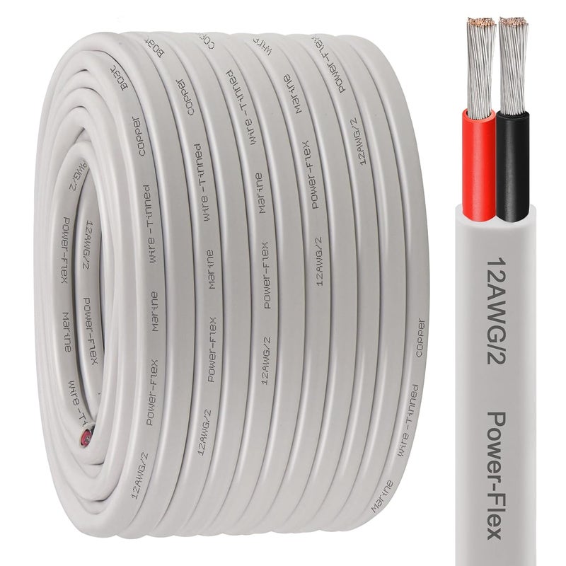 Kimbluth 12 Gauge Duplex Marine Wire Tinned Copper Boat Cable, 150ft 12 AWG Standard USA OFC Oxygen Free Copper Wire for Automotive Boat Speakers Solar Outdoors - Image 1